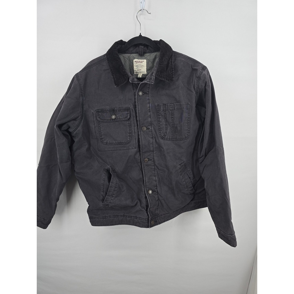 American Eagle Outfitters Mens XL Workwear Jacket Canvas Corduroy Quilted Black